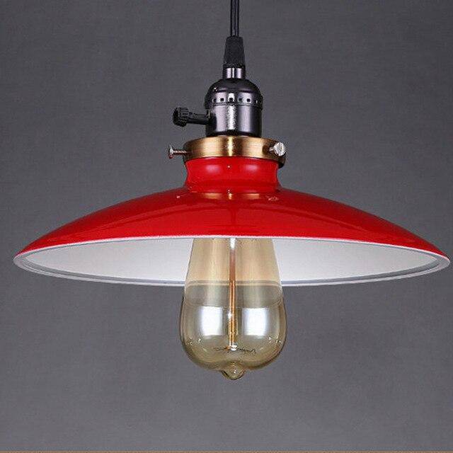 Retro Metal LED Pendant Light Fixture Red Norenza