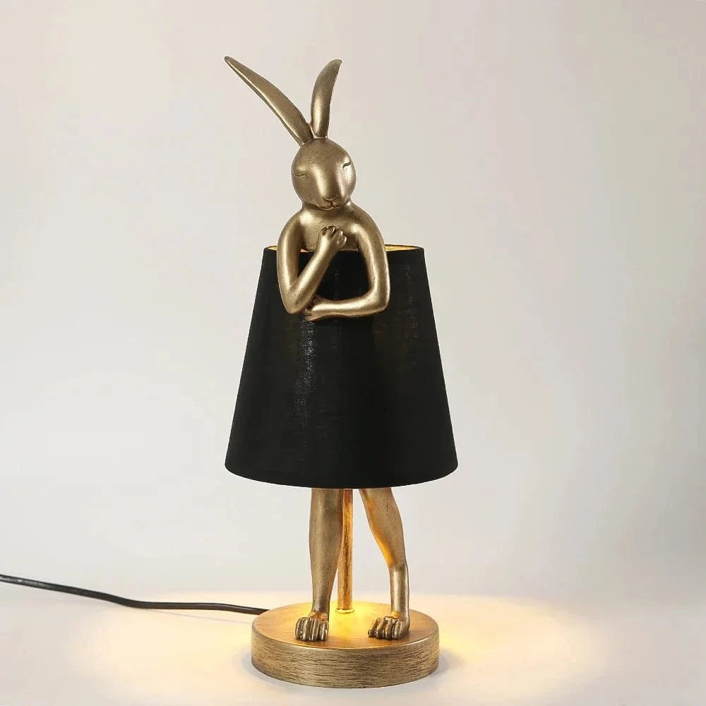 Retro Rabbit Desk Lamp in Resin for Home Decor Black Norenza