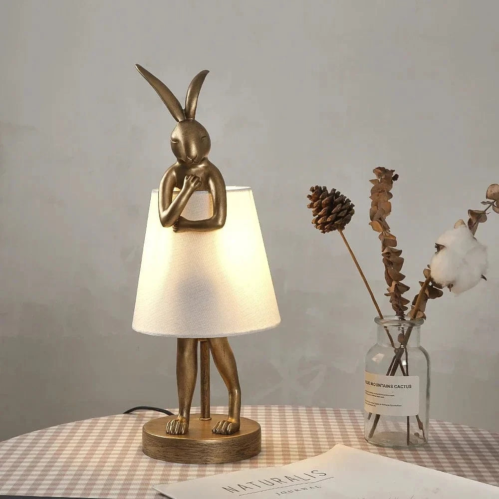 Retro Rabbit Desk Lamp in Resin for Home Decor Norenza