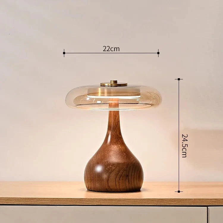 Retro Wooden and Glass Desk Lamp for Elegant Interiors Large Norenza