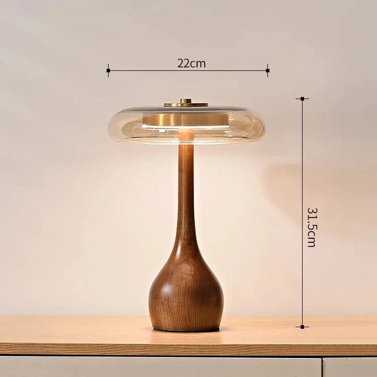 Retro Wooden and Glass Desk Lamp for Elegant Interiors Slim Norenza