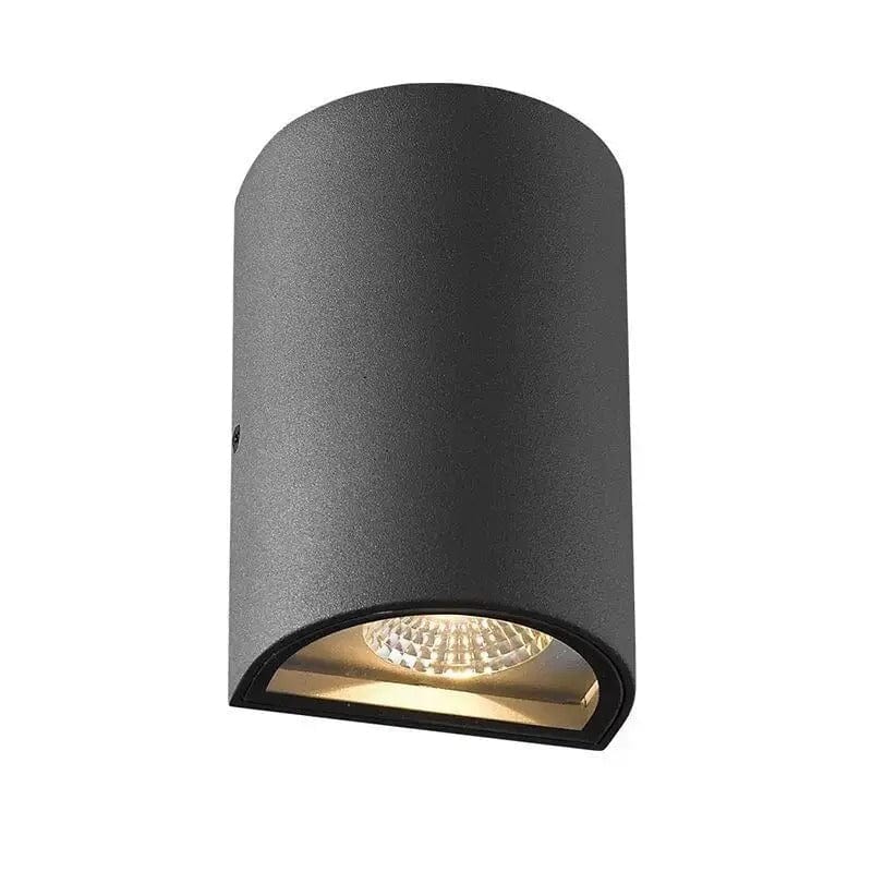 Round Design LED Outdoor Wall Sconce in Aluminum Black Norenza