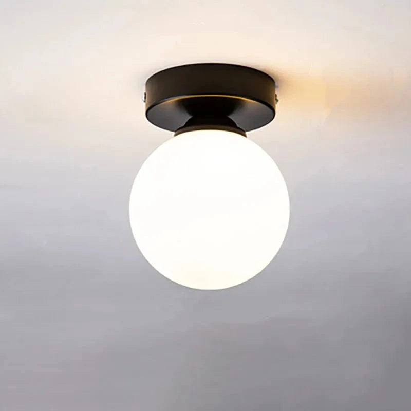 Round Frosted Glass Ceiling Light Fixture A / Black Norenza