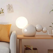 Round Glass Bedside Lamp for Home Decor White Norenza