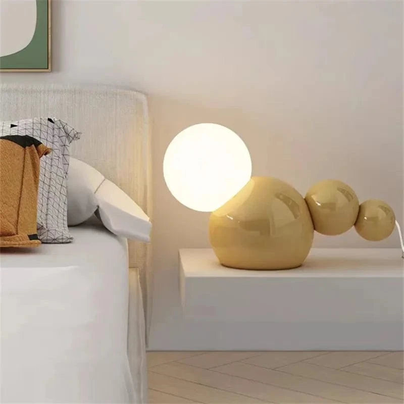Round Glass Bedside Lamp for Home Decor Yellow Norenza