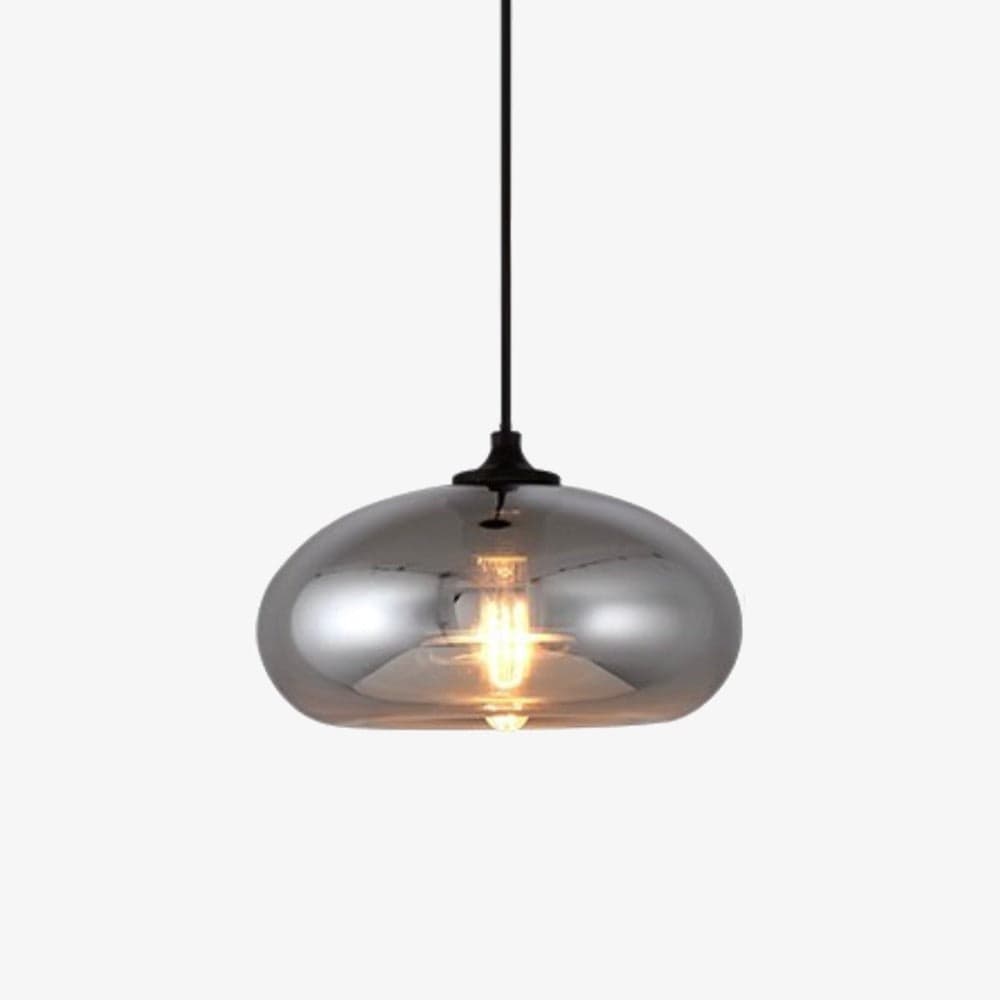 Round Glass LED Pendant Light with Industrial Bulb Design D Norenza