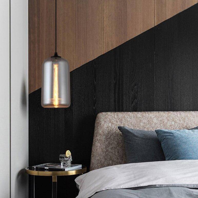 Round Glass LED Pendant Light with Industrial Bulb Design Norenza