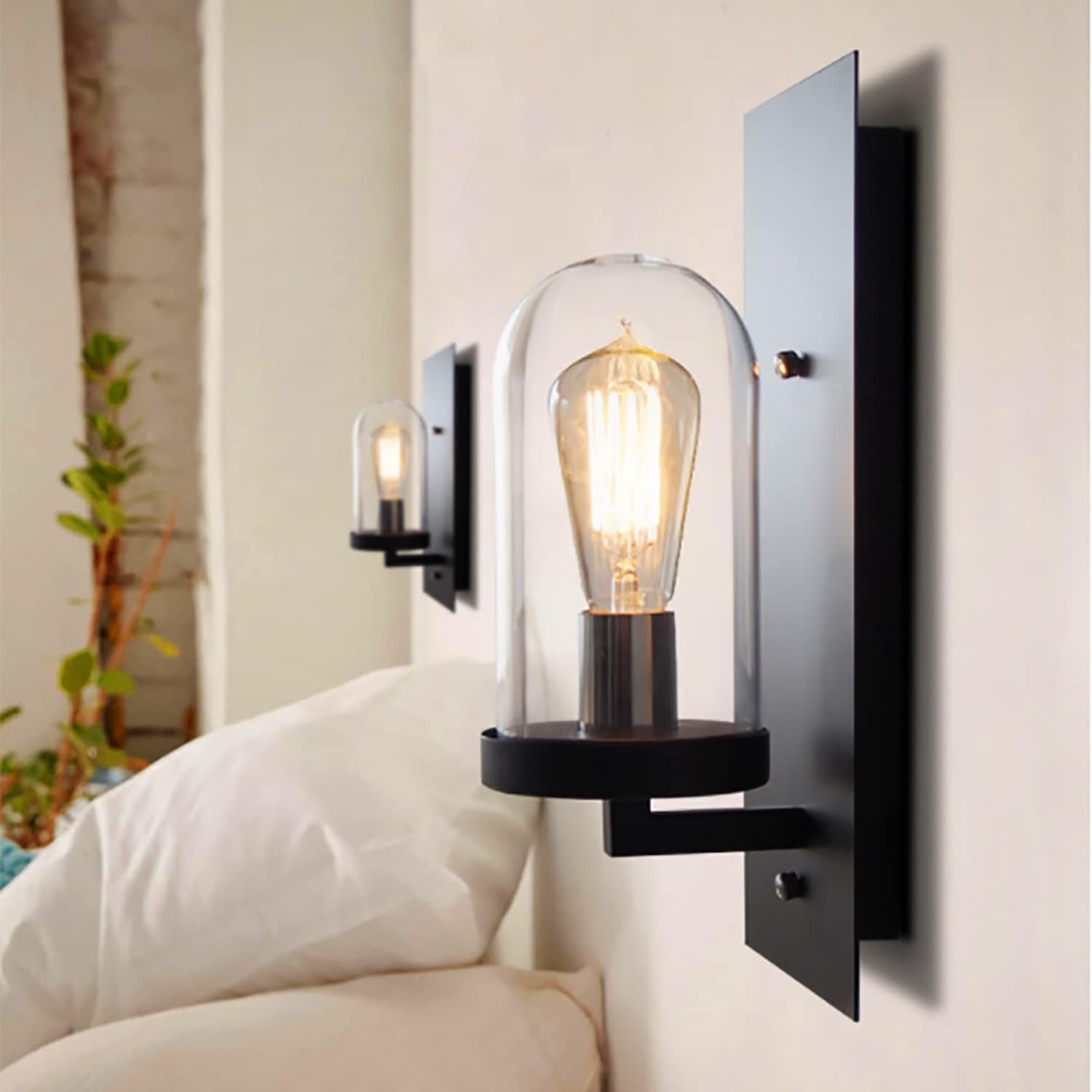 Round Glass Wall Sconce American Loft Style Norenza