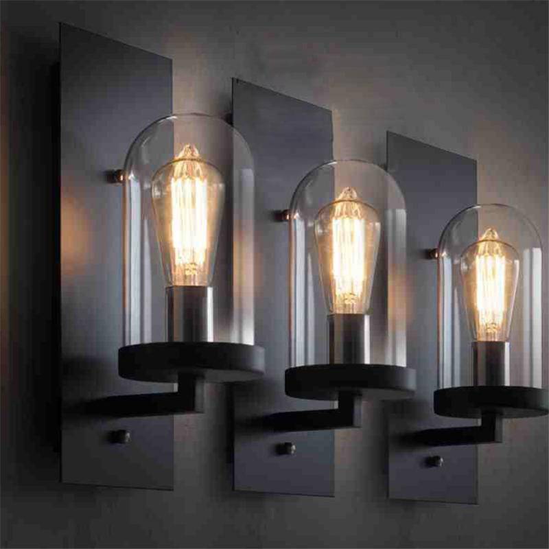 Round Glass Wall Sconce American Loft Style Norenza
