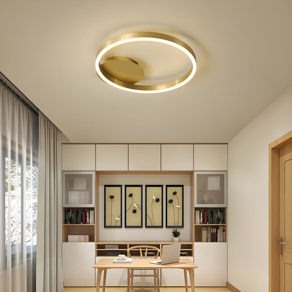 Round Gold LED Ceiling Light with Creative Acrylic Shade Norenza