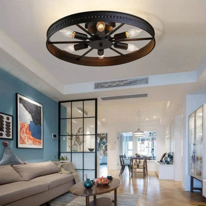 Round Iron Industrial Retro American Style Ceiling Light Norenza