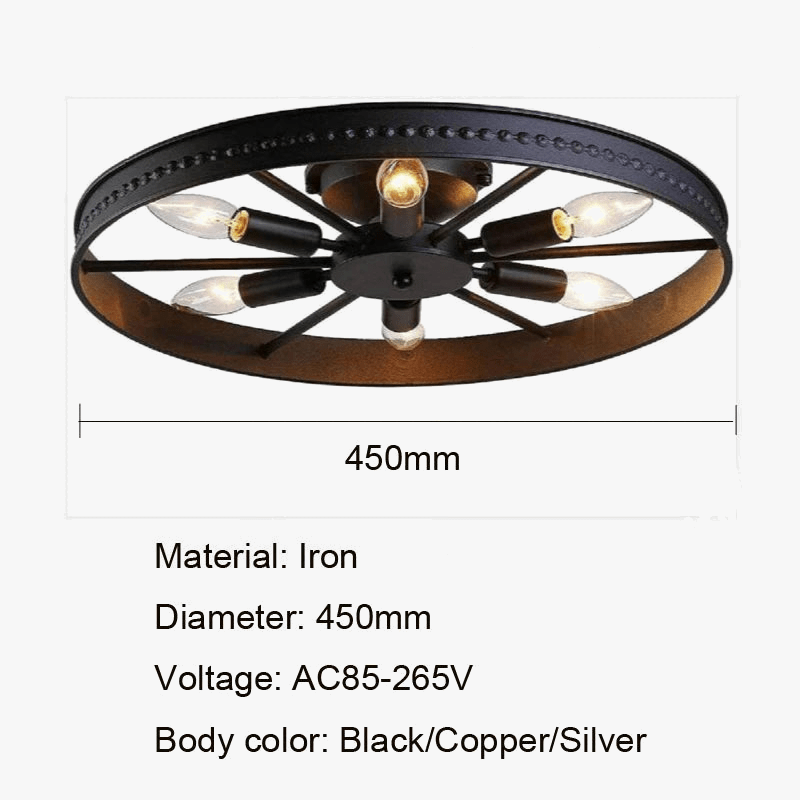 Round Iron Industrial Retro American Style Ceiling Light Norenza