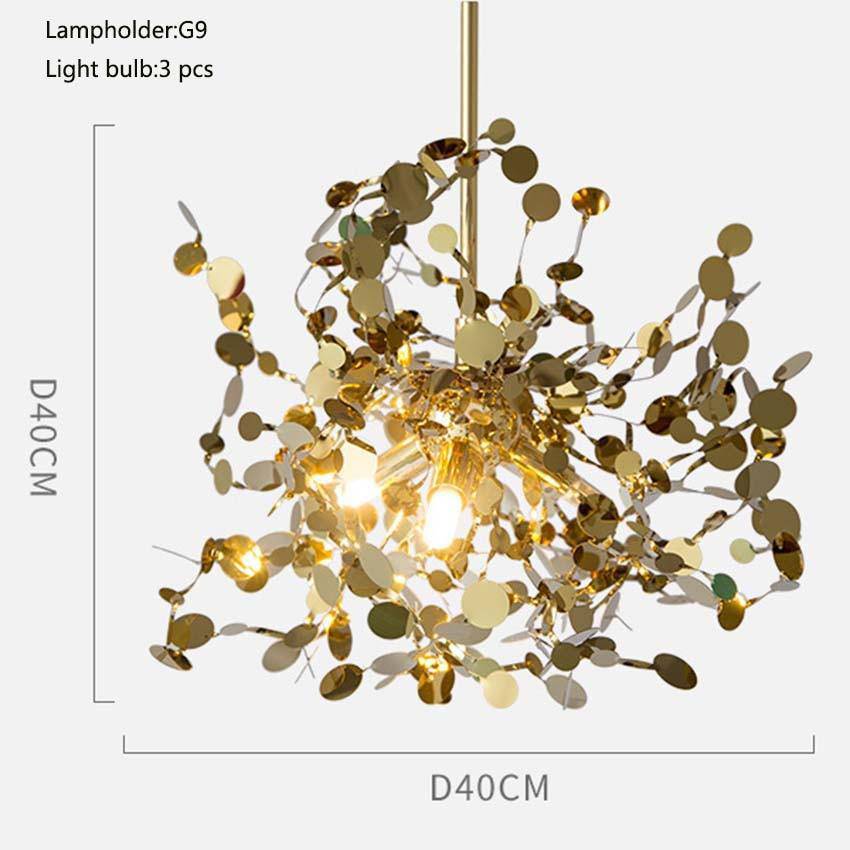 Round Leaf Chrome Tree Design Chandelier Norenza