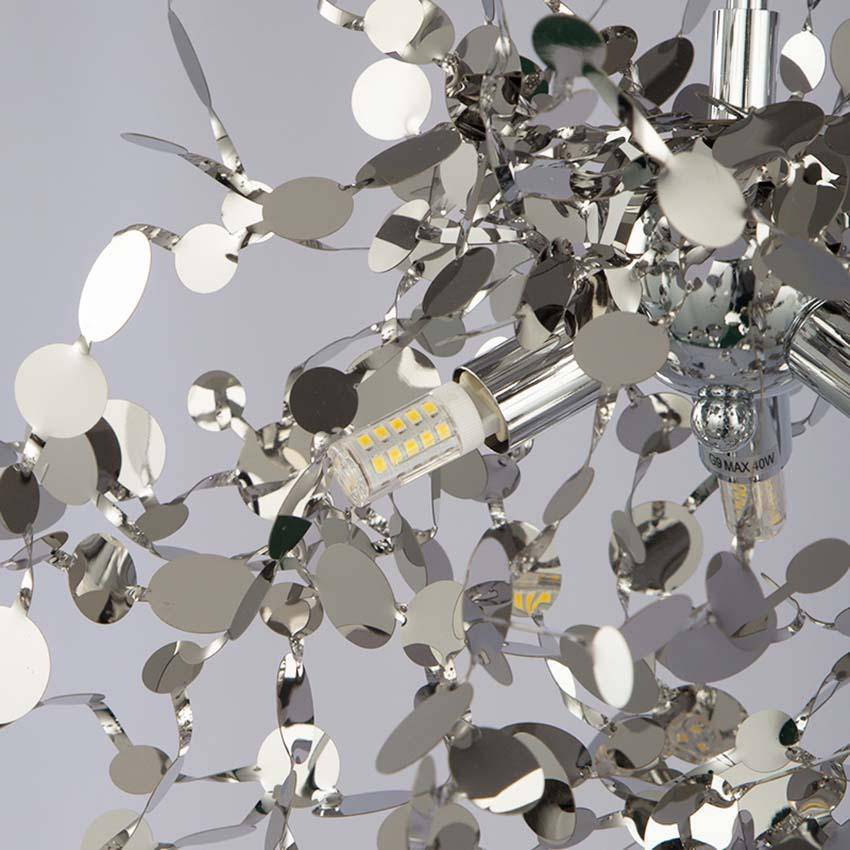 Round Leaf Chrome Tree Design Chandelier Norenza