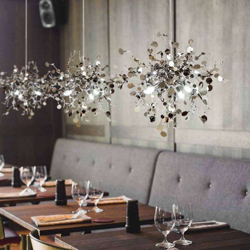 Round Leaf Chrome Tree Design Chandelier Norenza