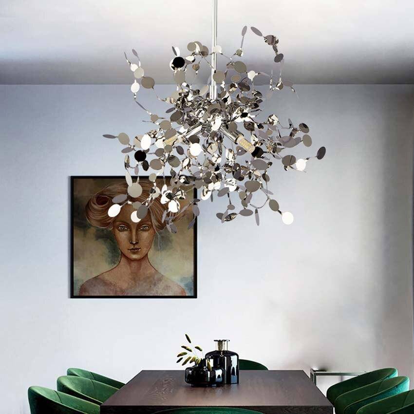 Round Leaf Chrome Tree Design Chandelier Norenza