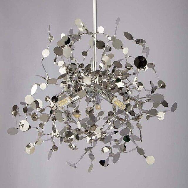 Round Leaf Chrome Tree Design Chandelier Silver Norenza