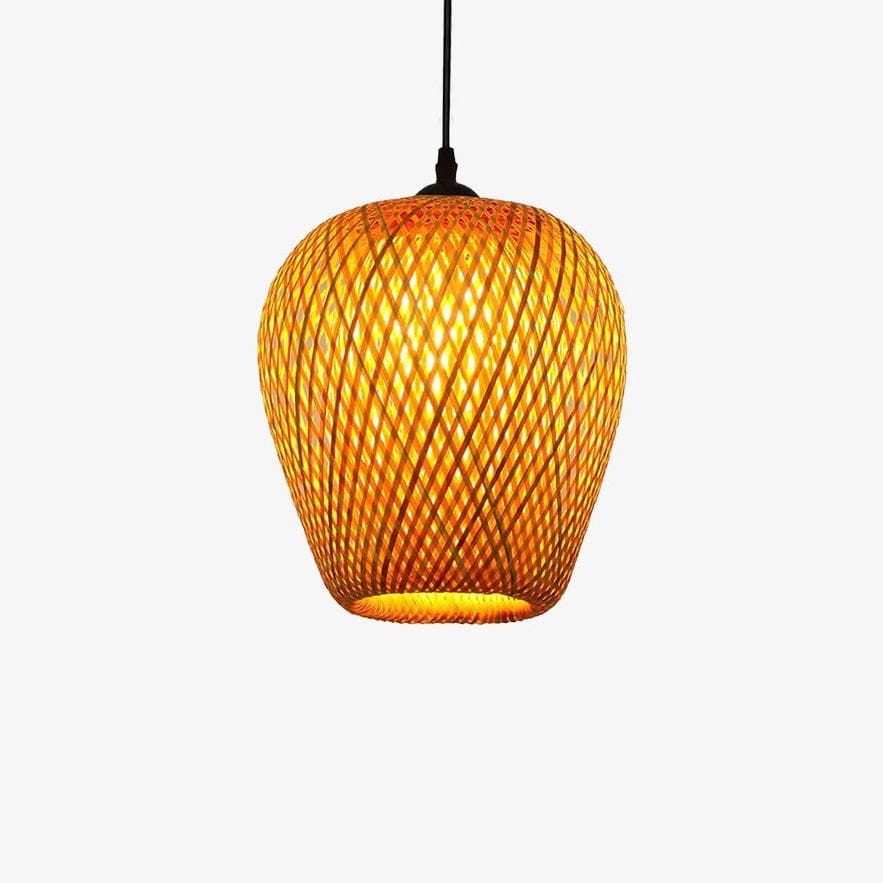 Round LED Rattan Pendant Light in Various Shapes B Norenza