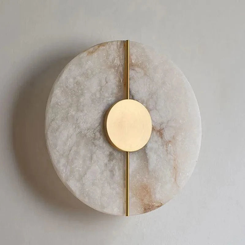 Round LED Wall Sconce in Marble and Gold Copper Norenza