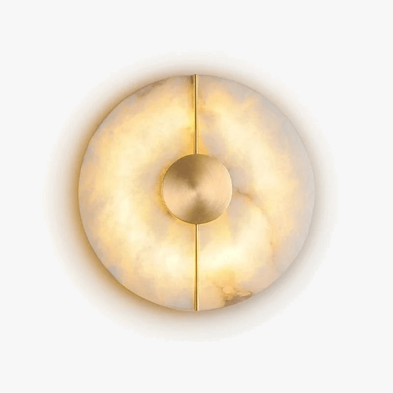 Round LED Wall Sconce in Marble and Gold Copper Norenza