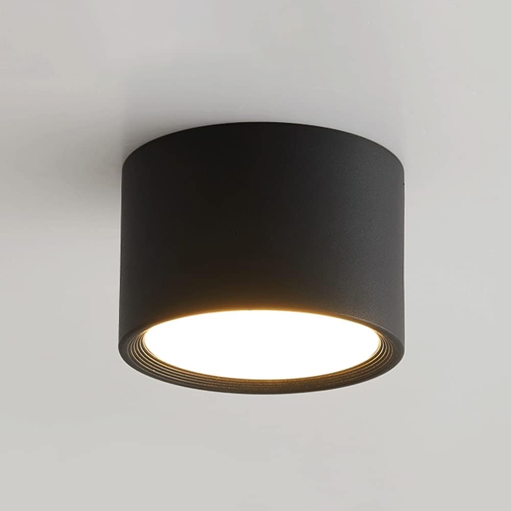 Round Metal LED Ceiling Spotlight Black Norenza