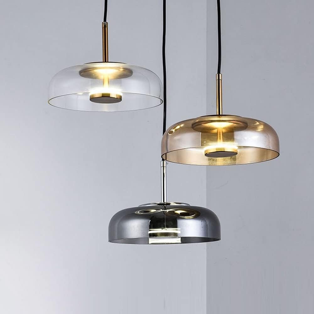 Round Smoke Glass LED Loft Pendant Light Norenza