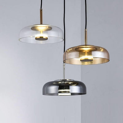 Round Smoke Glass LED Loft Pendant Light