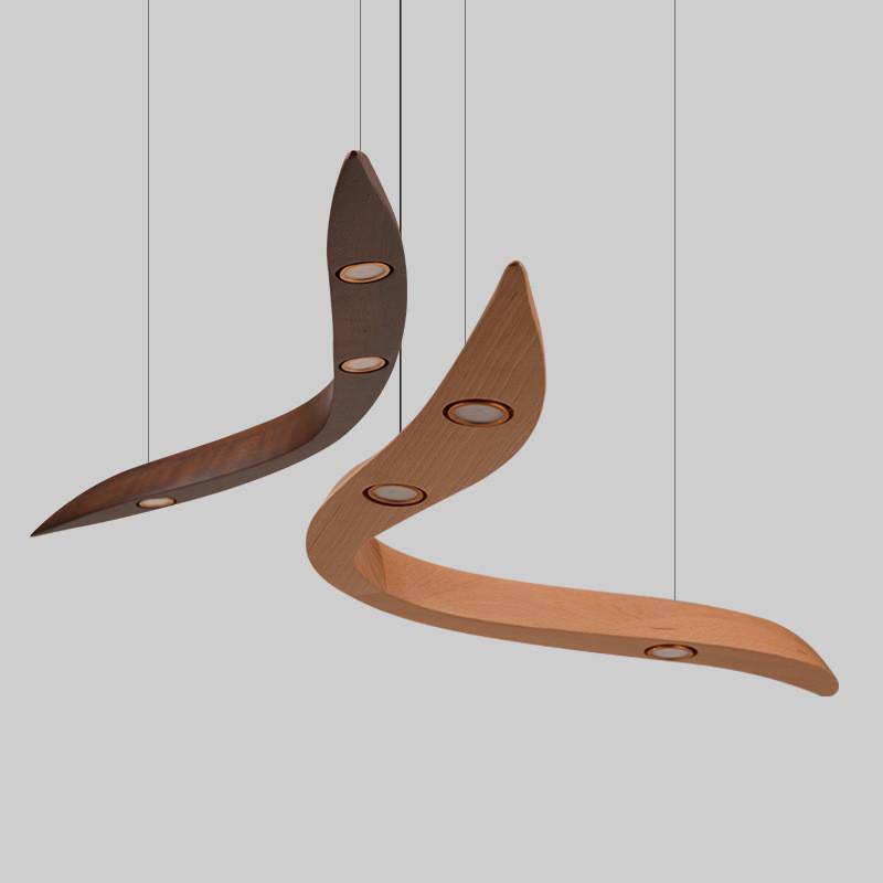 Round Wooden LED Branch Design Chandelier Natural Wood Norenza