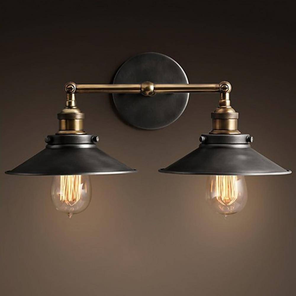 Rustic Country Black and Gold Wall Sconce Norenza