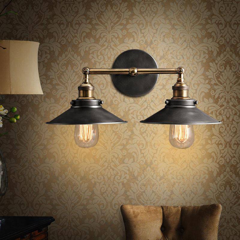 Rustic Country Black and Gold Wall Sconce Norenza