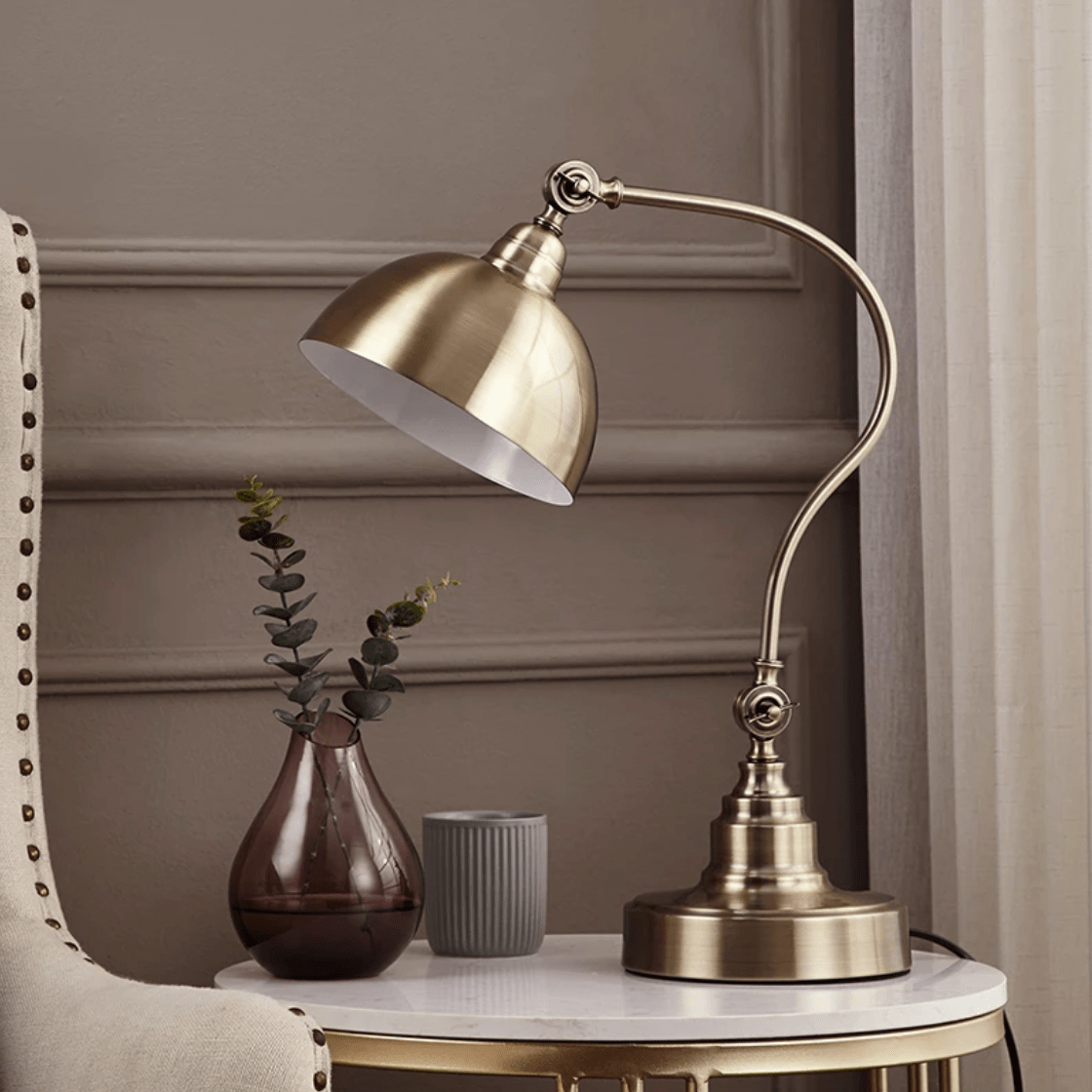 Rustic Gold Punk LED Desk or Nightstand Lamp Norenza