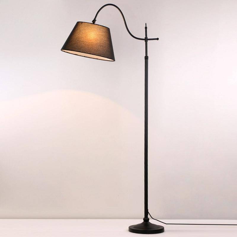 Rustic LED Floor Lamp with Fabric Shade Norenza