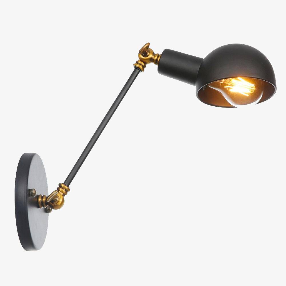 Rustic Metal Wall Sconce with Adjustable Arm Black Norenza