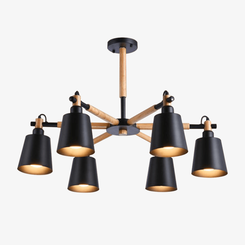 Rustic Wood and Metal Chandelier Black Norenza