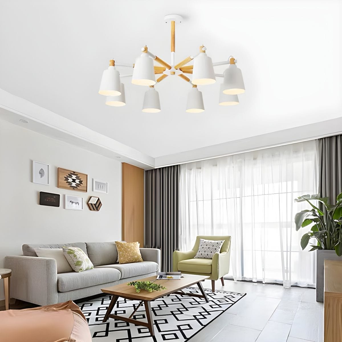 Rustic Wood and Metal Chandelier Norenza