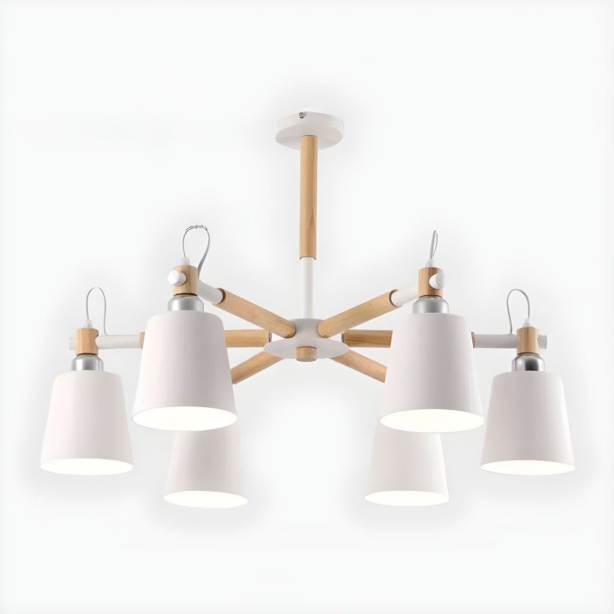 Rustic Wood and Metal Chandelier White Norenza