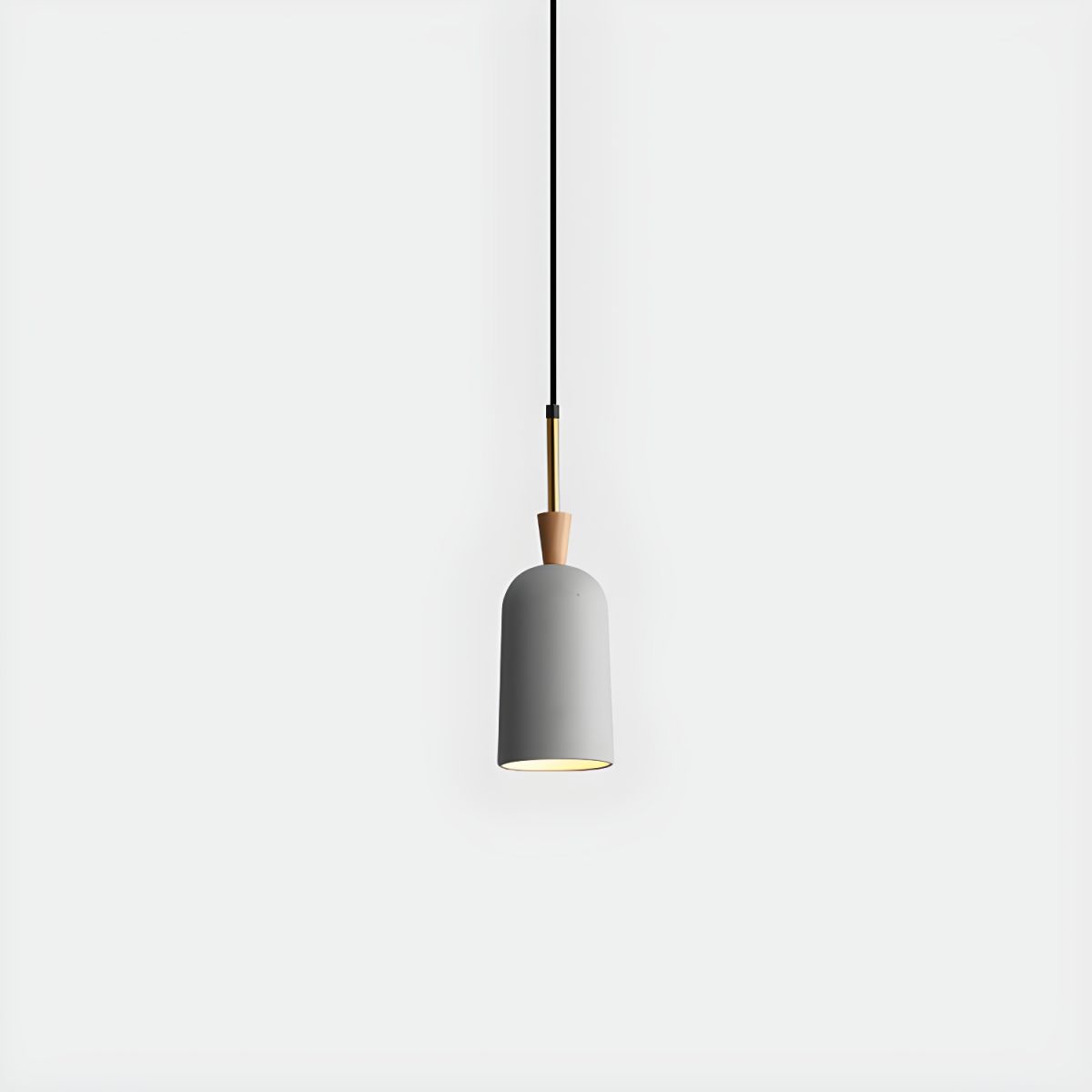 Scandinavian Pendant Light with Metal and Wood Shade - Maloe Gray / Small Norenza