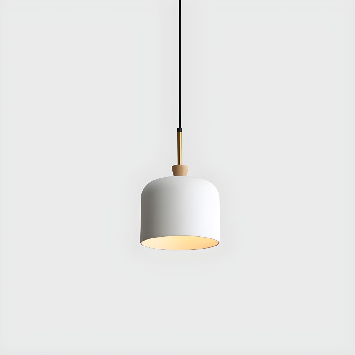 Scandinavian Pendant Light with Metal and Wood Shade - Maloe Norenza