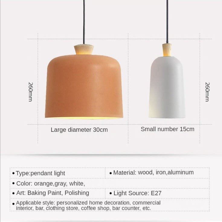 Scandinavian Pendant Light with Metal and Wood Shade - Maloe Norenza