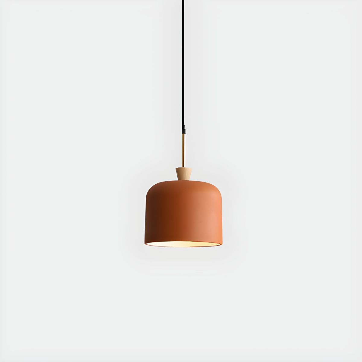 Scandinavian Pendant Light with Metal and Wood Shade - Maloe Orange / Large Norenza
