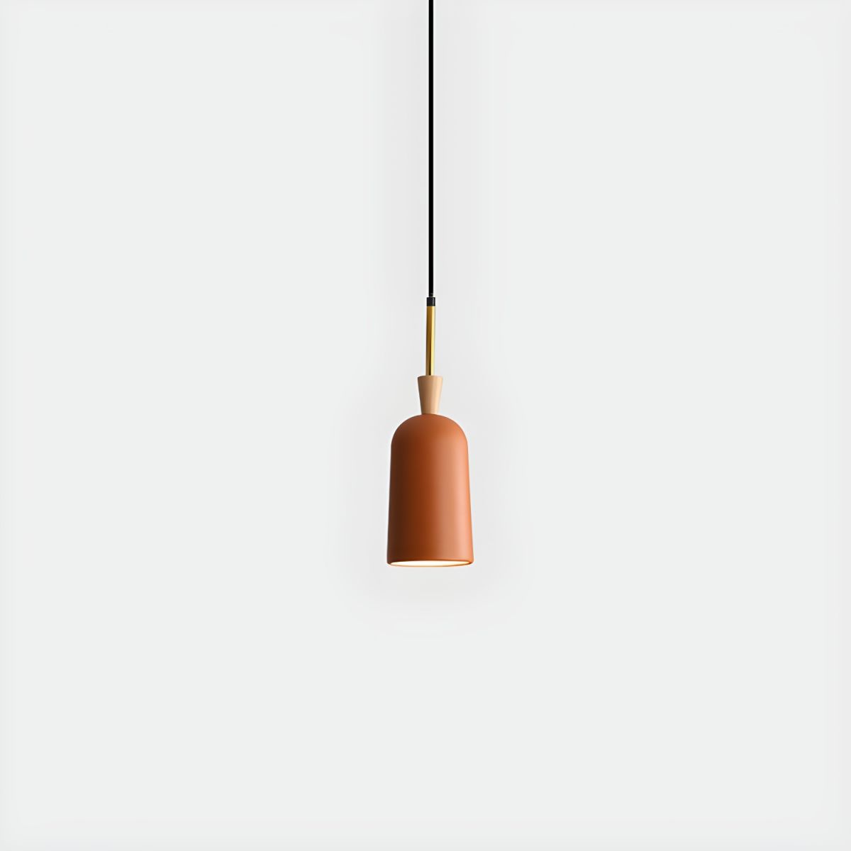 Scandinavian Pendant Light with Metal and Wood Shade - Maloe Orange / Small Norenza
