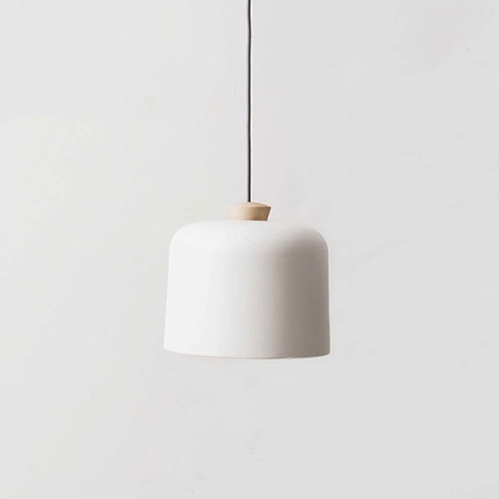 Scandinavian Pendant Light with Metal and Wood Shade - Maloe White / Large Norenza