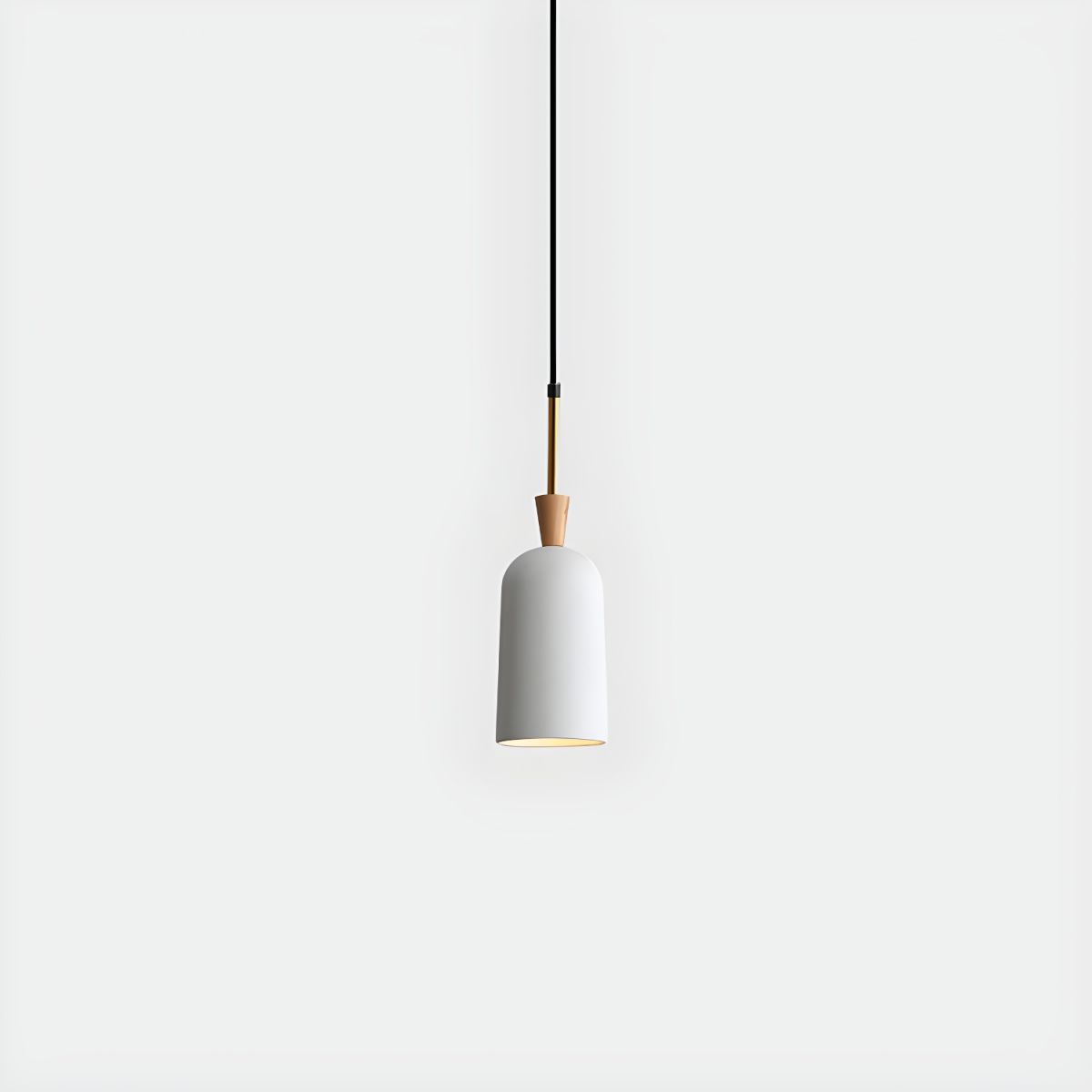 Scandinavian Pendant Light with Metal and Wood Shade - Maloe White / Small Norenza