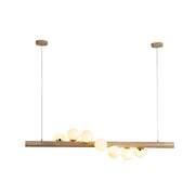 Scandinavian Style LED Wooden Chandelier with Multiple Spheres Natural Wood Norenza
