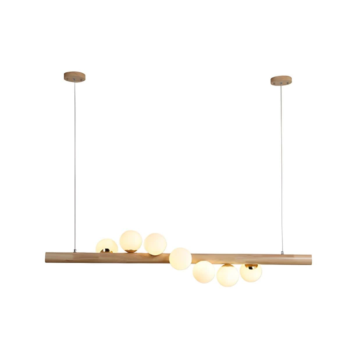 Scandinavian Style LED Wooden Chandelier with Multiple Spheres Natural Wood Norenza