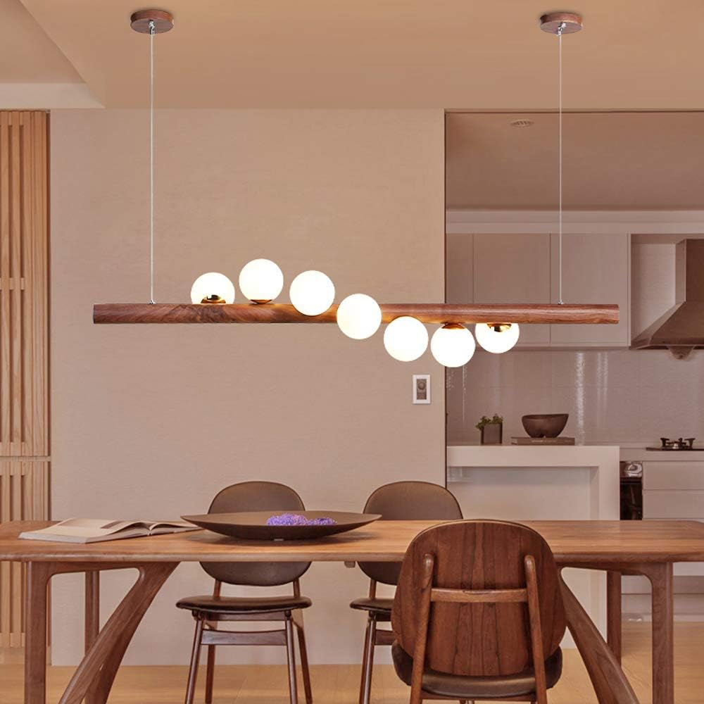 Scandinavian Style LED Wooden Chandelier with Multiple Spheres Norenza