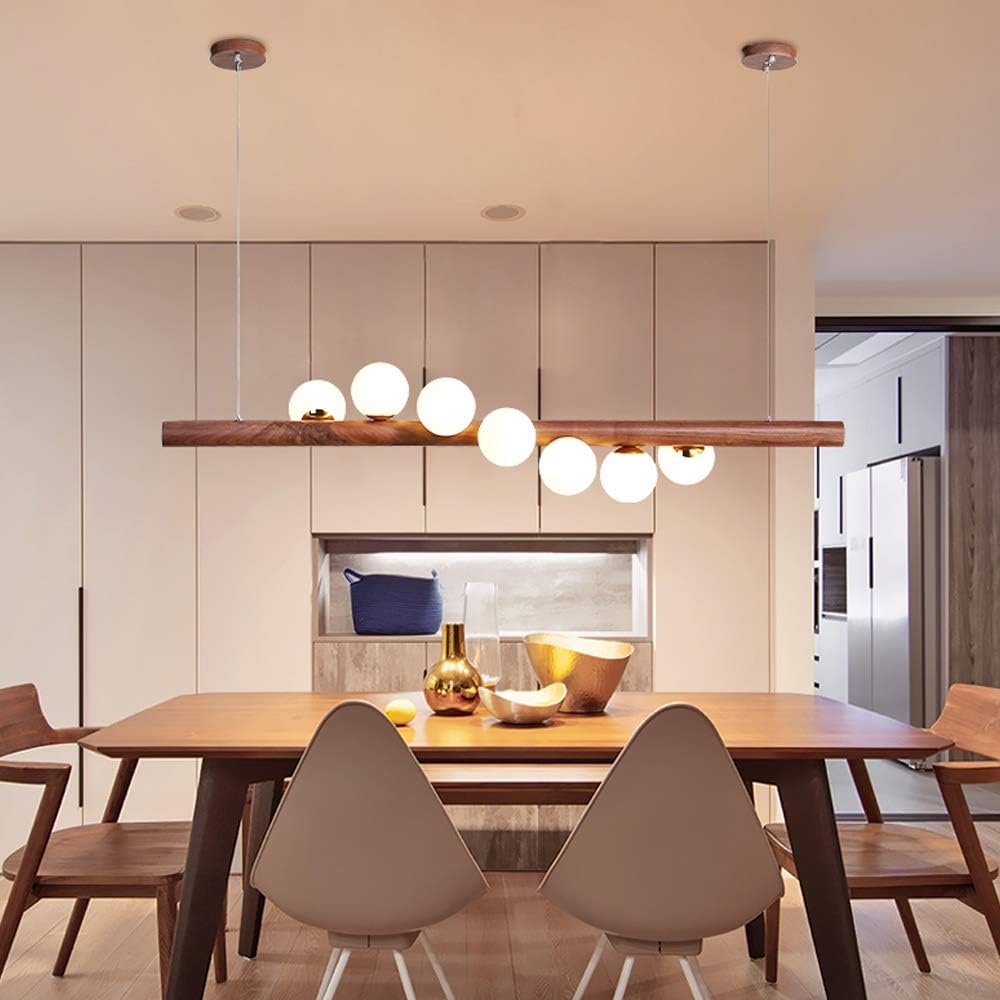 Scandinavian Style LED Wooden Chandelier with Multiple Spheres Norenza