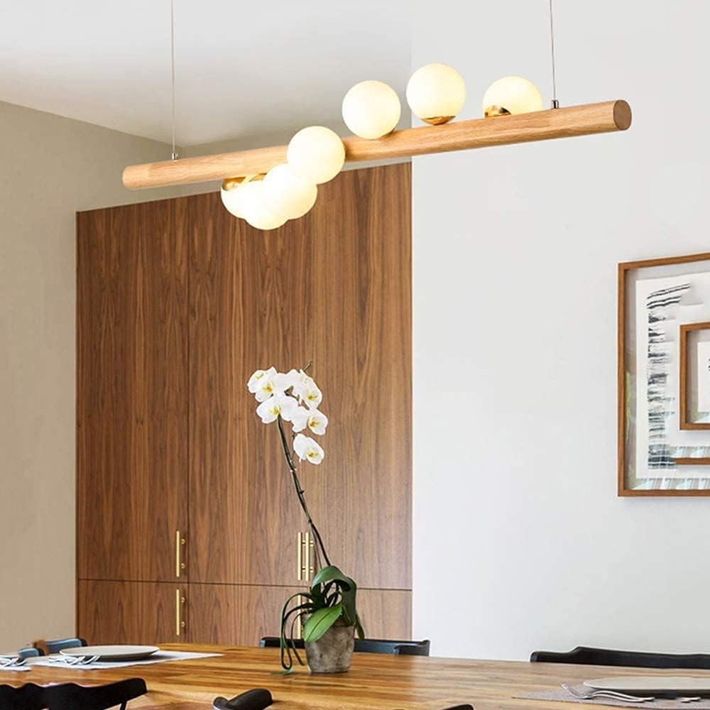 Scandinavian Style LED Wooden Chandelier with Multiple Spheres Norenza