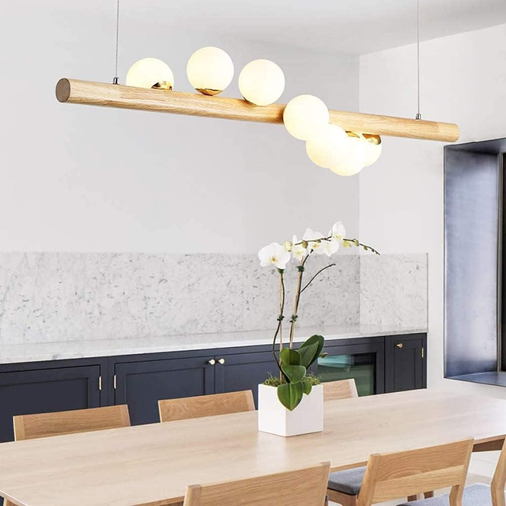 Scandinavian Style LED Wooden Chandelier with Multiple Spheres Norenza