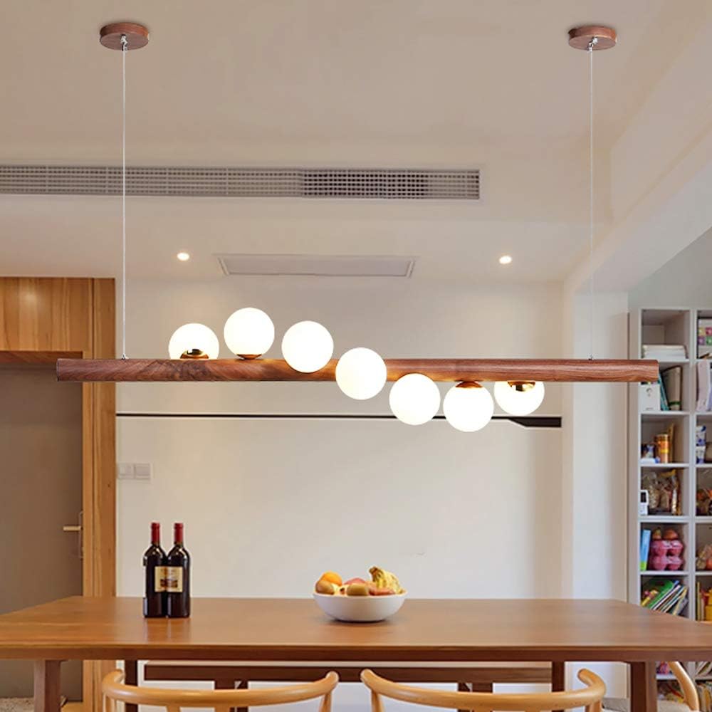 Scandinavian Style LED Wooden Chandelier with Multiple Spheres Norenza